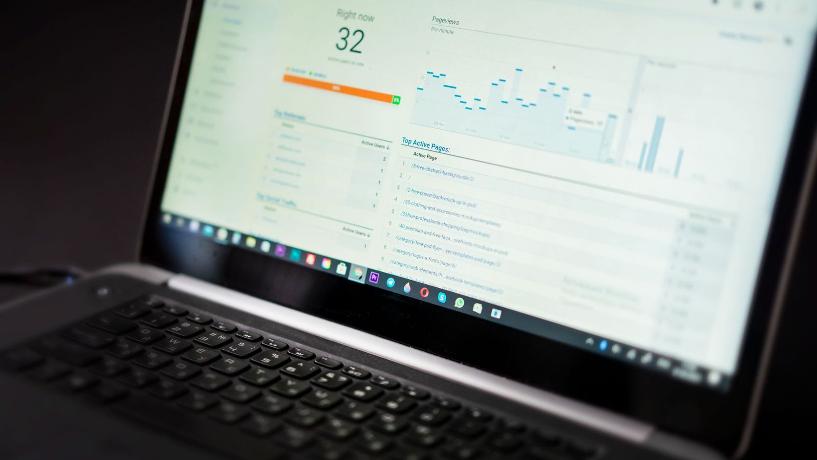 SEO analytics dashboard on a laptop