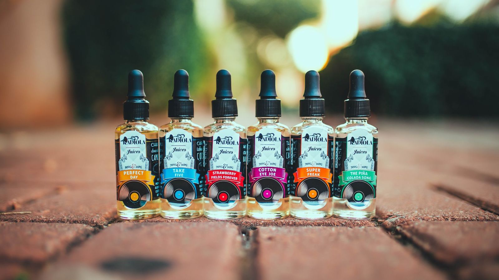 E-liquid bottles arranged for a vape shop website — vape web design UK